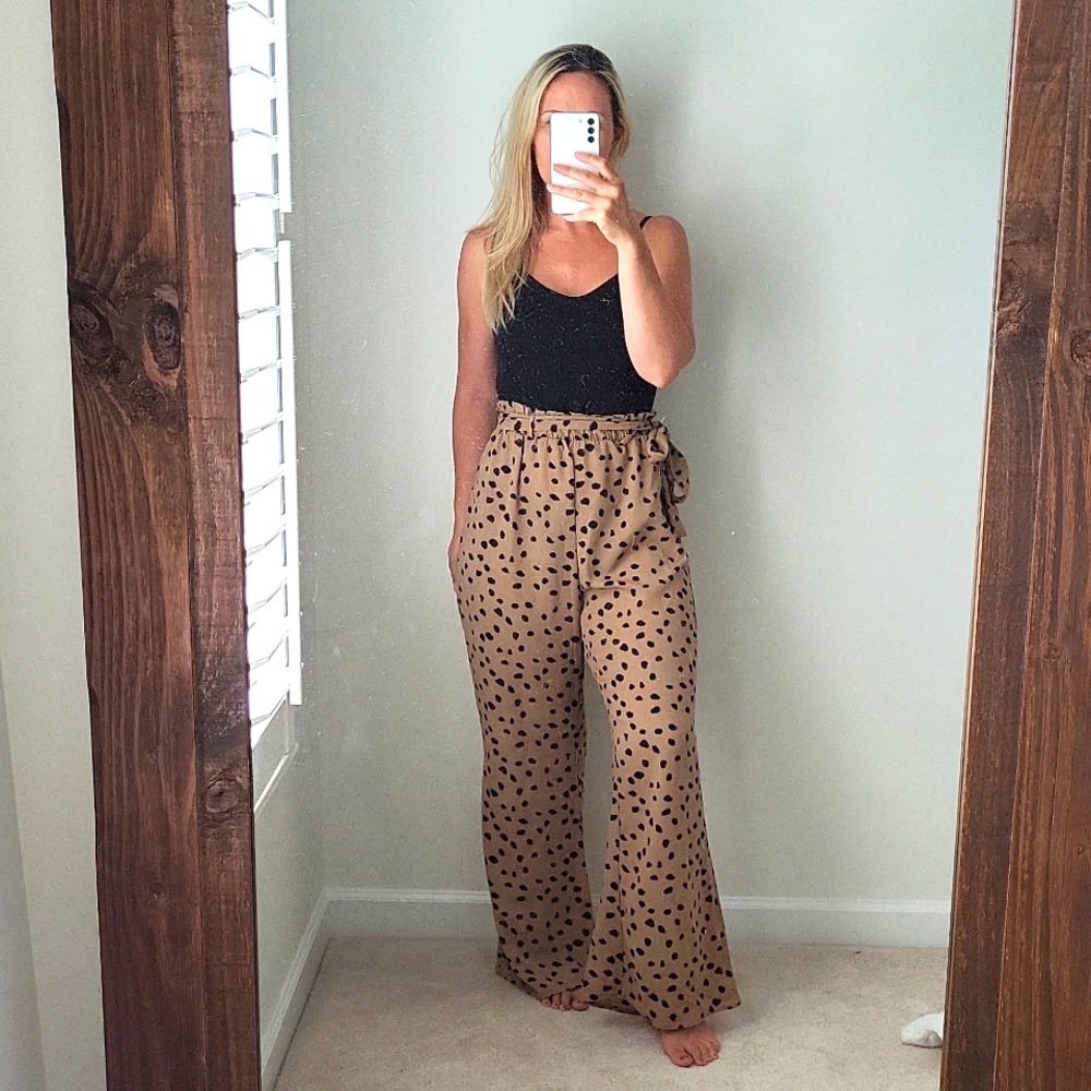 Romper Cheetah Print/Black paperbag waist